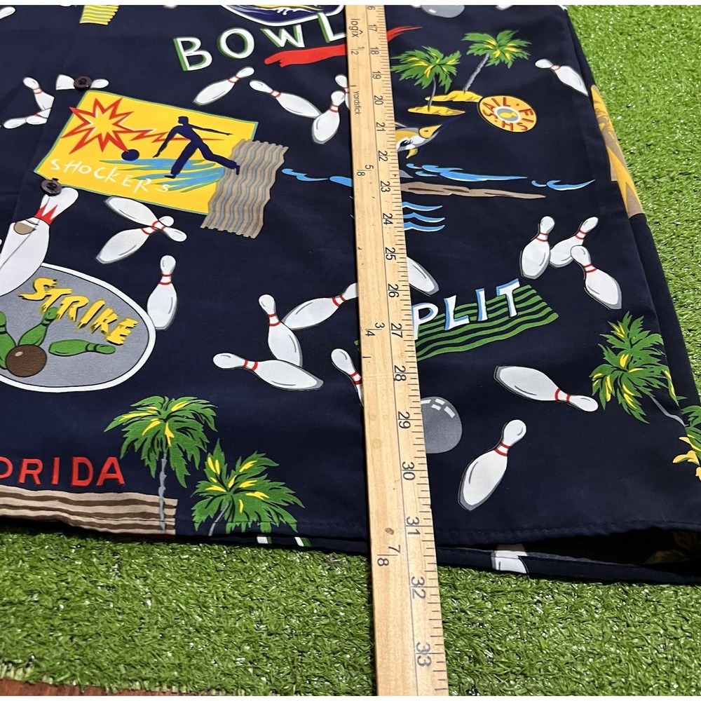 Y2K bowling button down shirt LG oversized dad shirt y2k Casual beach Vintage - Picture 4 of 6